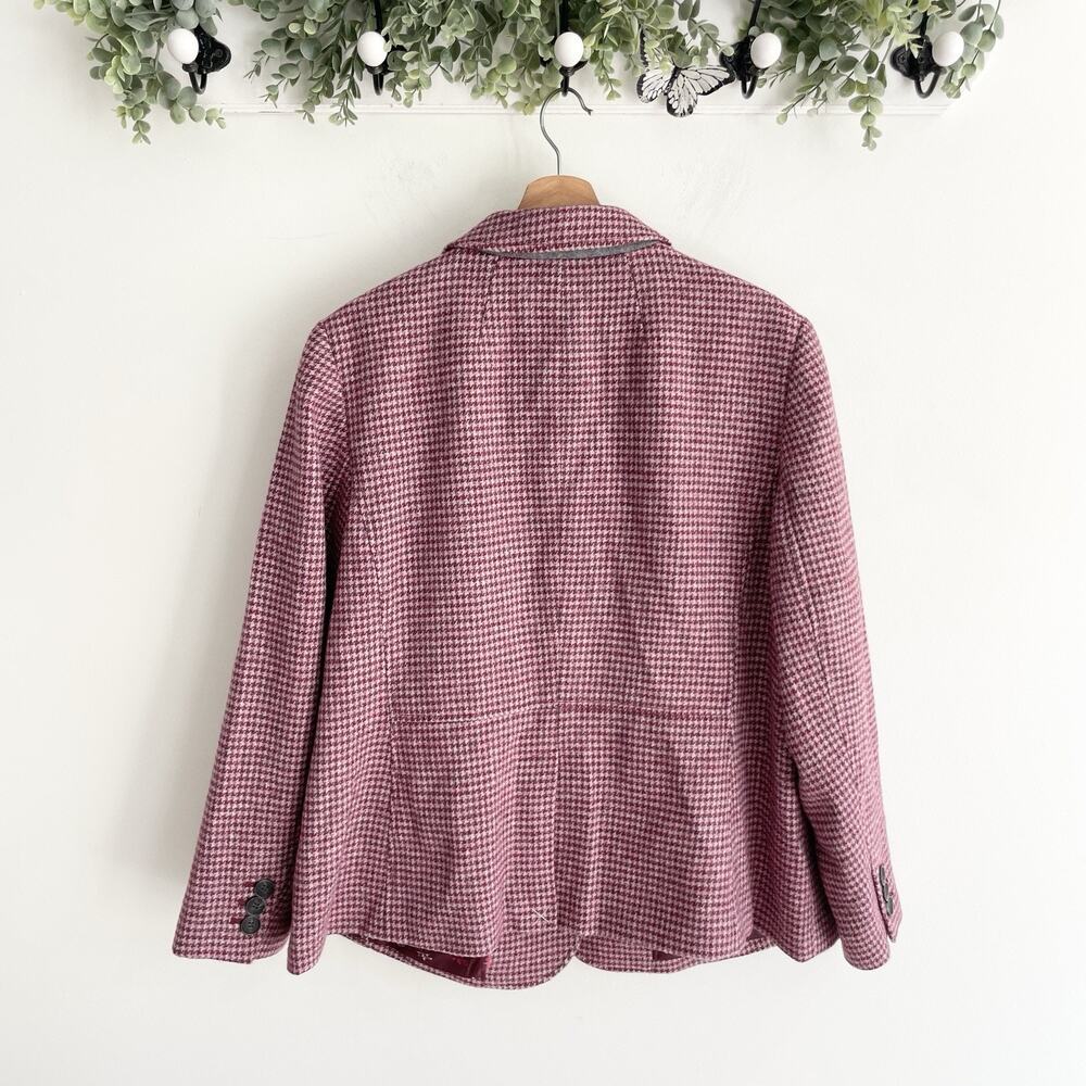 Talbots plus size wool Red Burgundy Houndstooth collared Blazer Coat Size 18w - Picture 2 of 5